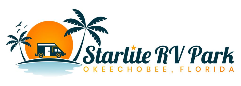 Starlite RV Park on white background, footer