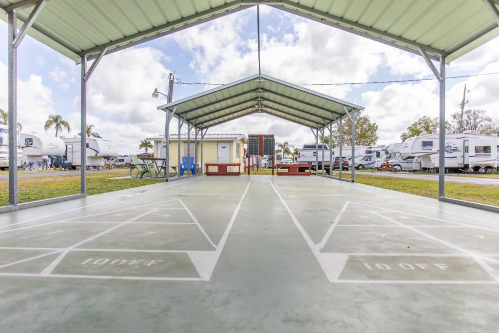 Shuffled covered court on the rv park